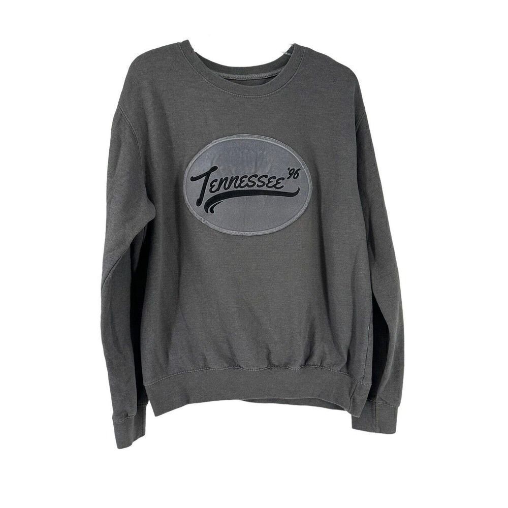 Tennessee Sweatshirt Gray 96 Crew Neck Pullover Velvet Textured Patch Size M